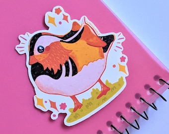 Mandarin Duck Sticker, Cute Duck, Waterproof Vinyl Sticker, Bird Sticker for Laptop, Car, or Water Bottle, Duck Gifts, Animal Sticker
