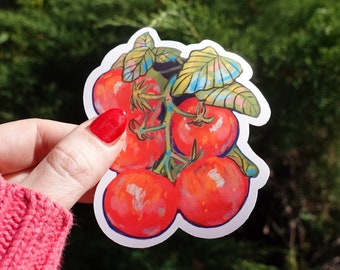 Tomatoes Vinyl Sticker | Waterproof Option | Cottagecore Tomato Sticker for Laptop, Water Bottle, or Phone Ft. Original Artwork