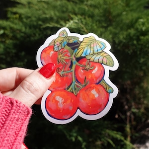 Tomatoes Vinyl Sticker | Waterproof Option | Cottagecore Tomato Sticker for Laptop, Water Bottle, or Phone Ft. Original Artwork