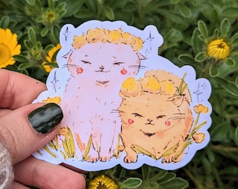Cat Friends Vinyl Sticker, Cute Cat Sticker, Waterproof Sticker, Laptop Sticker, Cat Lover Gift, Cute Sticker, Cottagecore Sticker