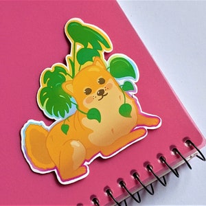 Monstera Shiba Inu Vinyl Sticker | Waterproof Option | Cute Dog Sticker for Laptop, Water Bottle, Car, or Planner | Shiba Inu Gift
