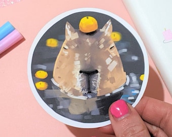 Capybara Sticker Vinyl, Wateproof Sticker, Cute Capybara Sticker for Water Bottle, Laptop, Car, or Journal, Capybara Lover Gift