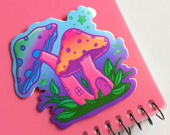 Trippy Mushroom Sticker, Waterproof Sticker, Psychadelic Stickers, Cottagecore Stickers, Fantasy Stickers, Mushroom Gift, Cool Stickers