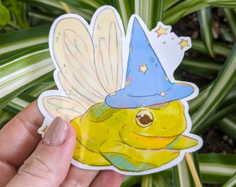 Fairy Wizard Frog Sticker: Waterproof Whimsical Art