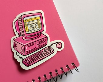 Retro 90s PC Vinyl Sticker, Waterproof Sticker, 90s Aesthetic Sticker for Water Bottle, Laptop Sticker, Car Sticker, or Planner Sticker