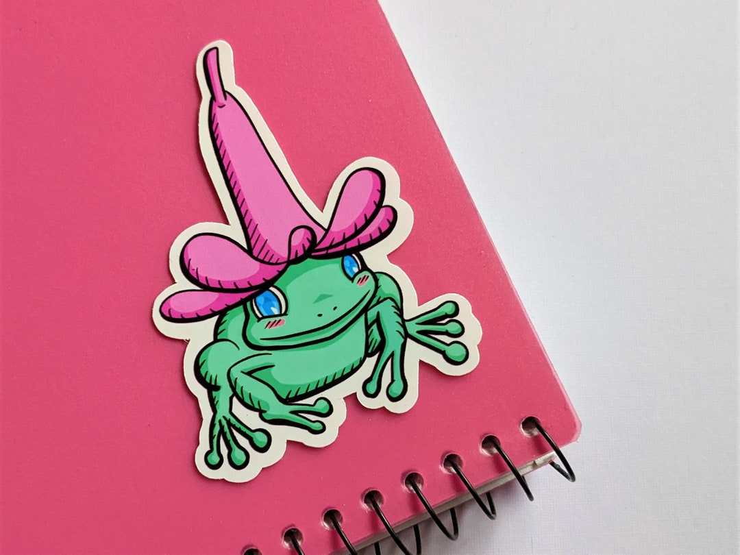 Funny Frog in Hat Vinyl Sticker | Waterproof Sticker, Cute Frog Sticker ...