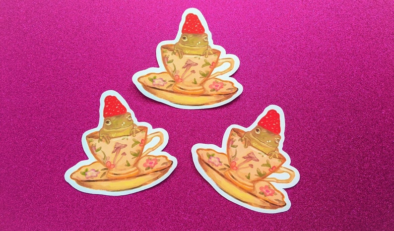 Strawberry Frog Vinyl Sticker Waterproof Option Cute Frog - Etsy Australia