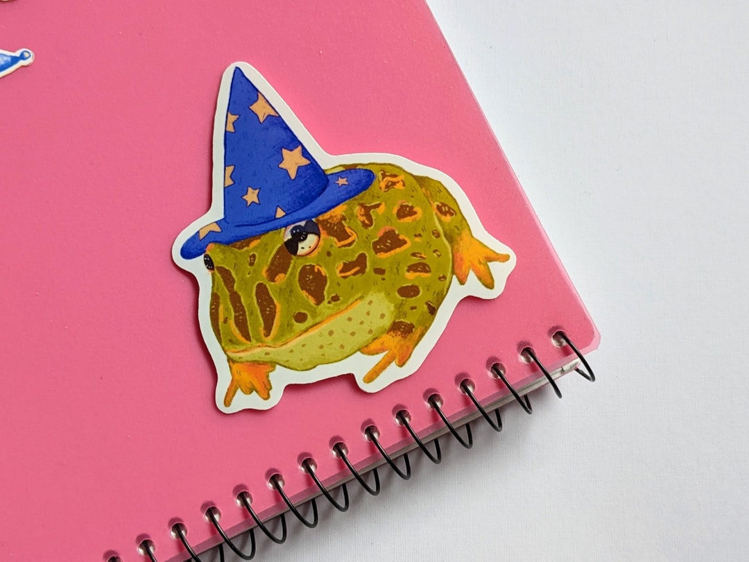 Wizard Frog Vinyl Sticker, Waterproof Sticker, Halloween Frog Sticker ...