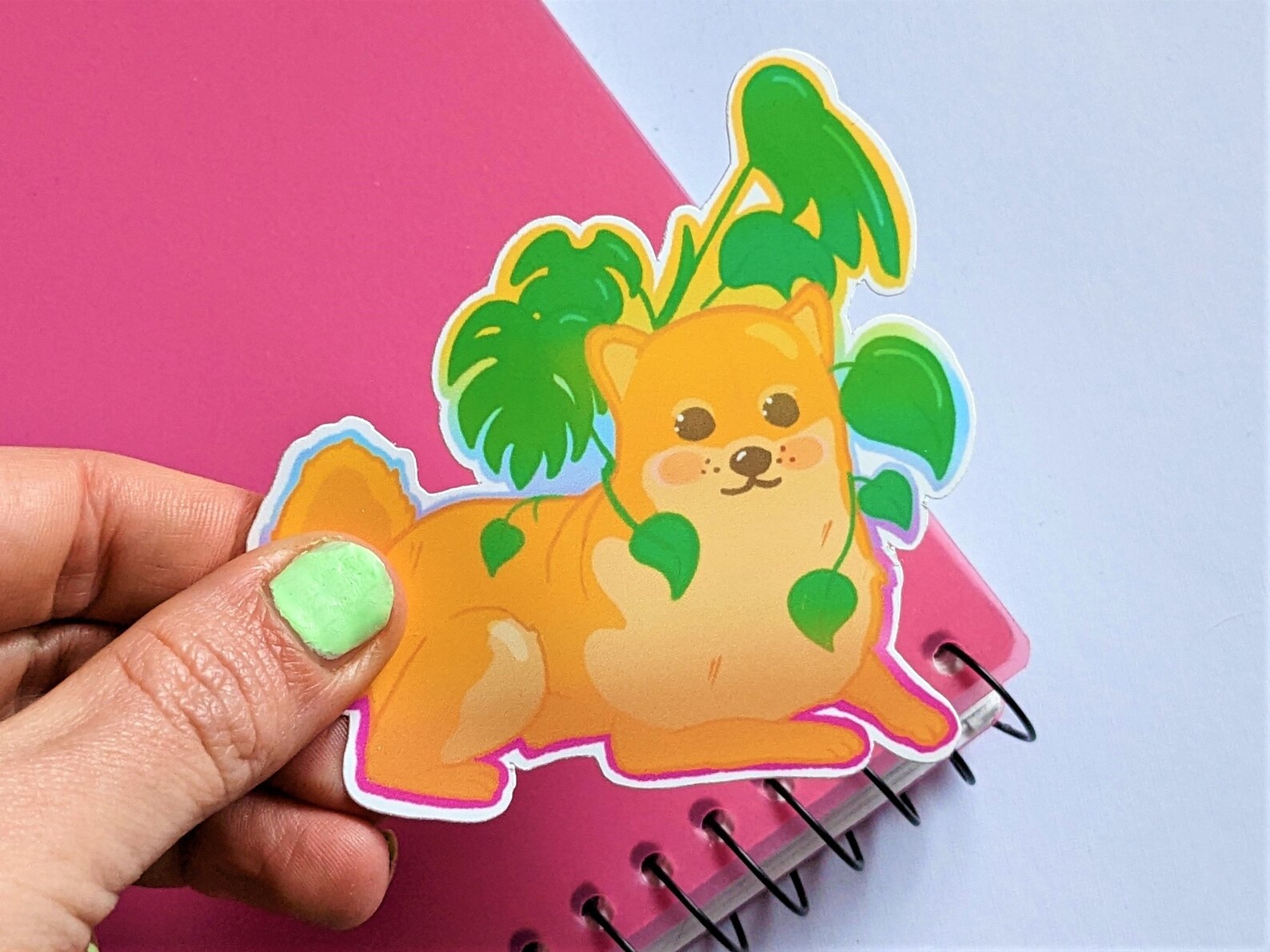 Monstera Shiba Inu Vinyl Sticker | Waterproof Option | Cute Dog Sticker ...