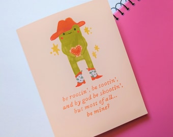 Cowboy Frog Valentine's Day Card | Anniversary Card, Frog Greeting Card, Valentine's Day Card, Cute Frog Gift, Funny Greeting Card