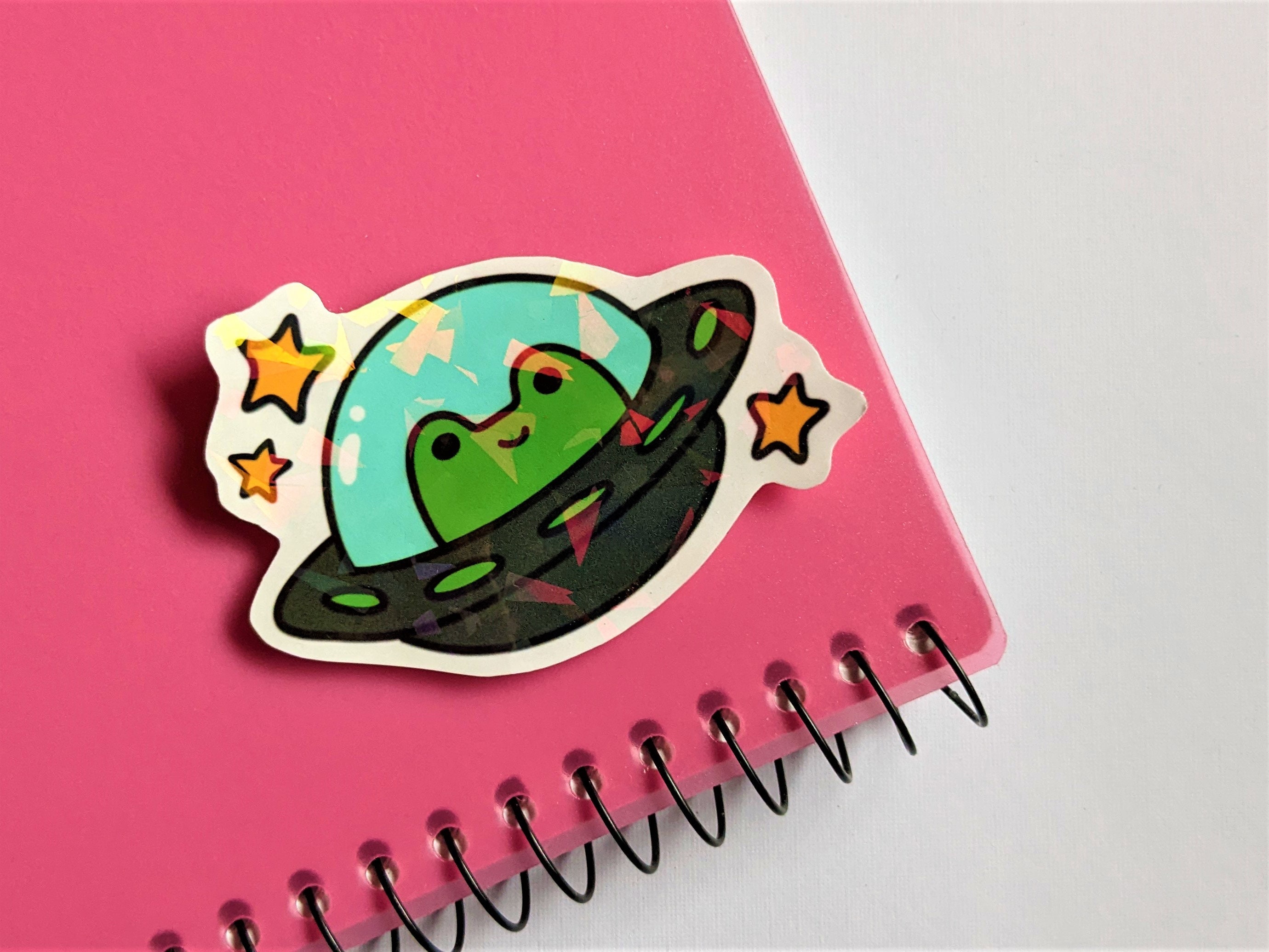 Holographic UFO Frog Sticker, Holographic Shatter Sticker, Waterproof ...