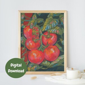 Vibrant Tomatoes Print | Digital Download | Whimsical Wall Art Print | Printable Wall Art