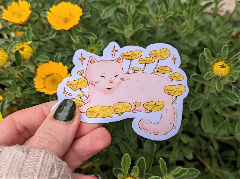 Cute Cat Vinyl Sticker, Cat Sticker, Waterproof Sticker, Laptop Sticker ...