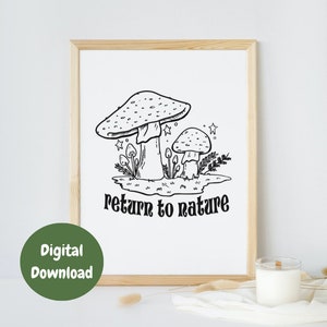 Mushroom Art Print | Digital Download | Whimsical Wall Art Print | Printable Wall Art