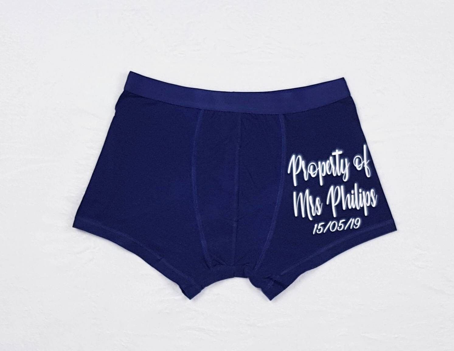 Image of Personalised Boxer Shorts, Groom Boxers, Personalised Boxers, Personalised Groom Boxers, Wedding Morning Boxers, Property Of Mrs Briefs