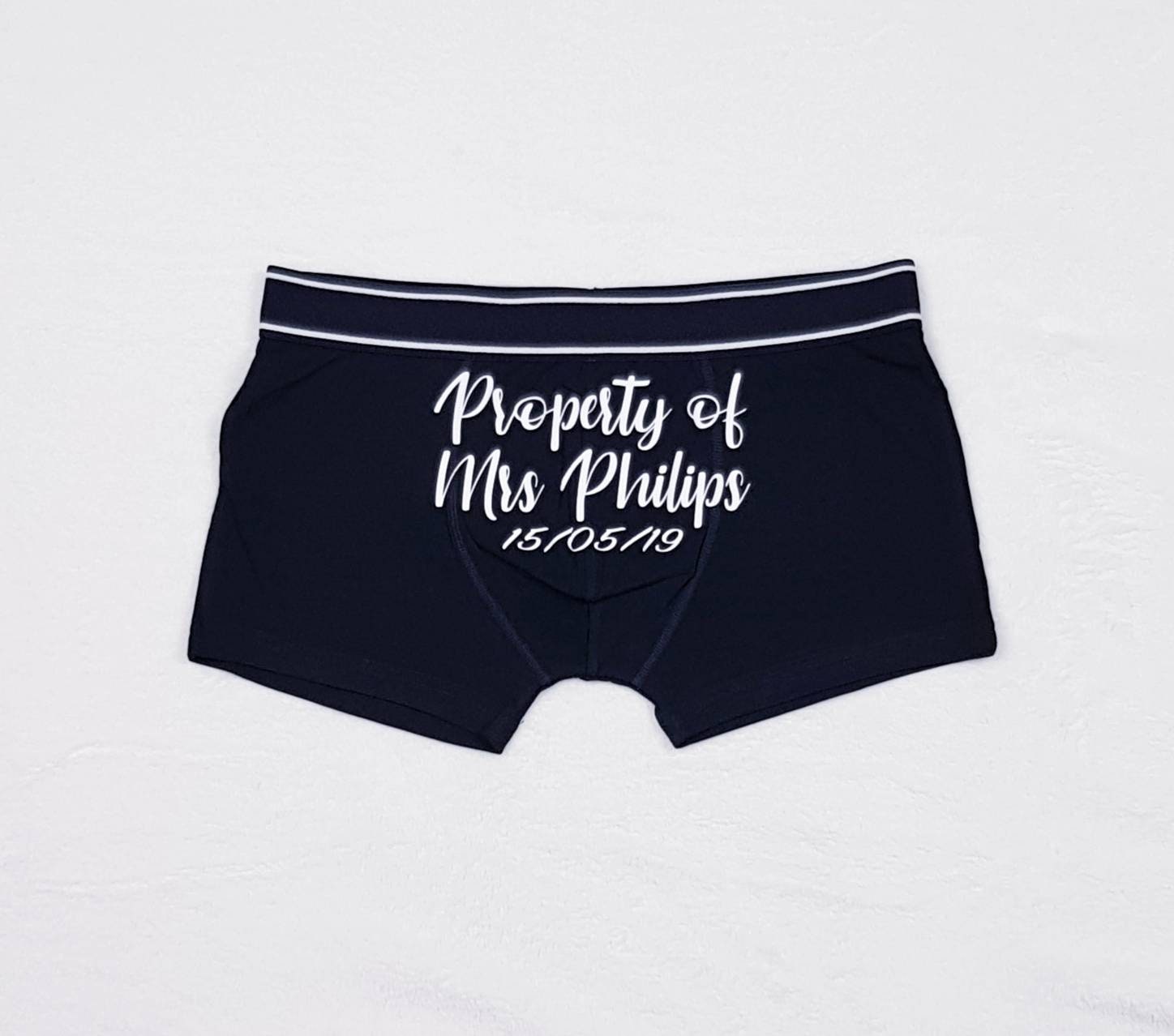Image of Personalised Boxer Shorts, Groom Boxers, Personalised Boxers, Personalised Groom Boxers, Wedding Morning Boxers, Property Of Mrs, Boxer Briefs