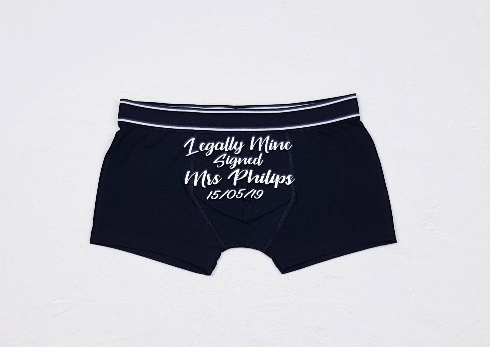 Image of Personalised Boxer Shorts, Groom Boxers, Personalised Boxers, Personalised Groom Boxers, Wedding Morning Boxers, Legally Mine Boxers