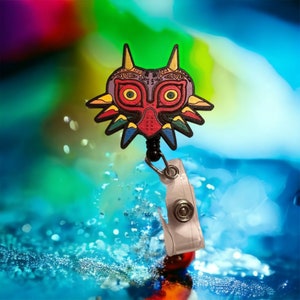 Hand-Painted Legend of Zelda-Inspired Badge Reel - Laser Cut Wood - Custom Design