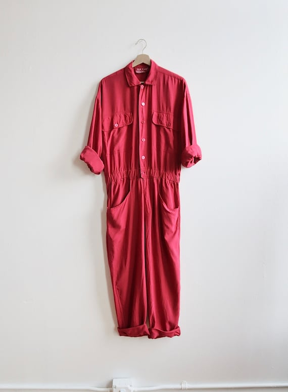 Burgundy Silk Coveralls/ Boiler Suit