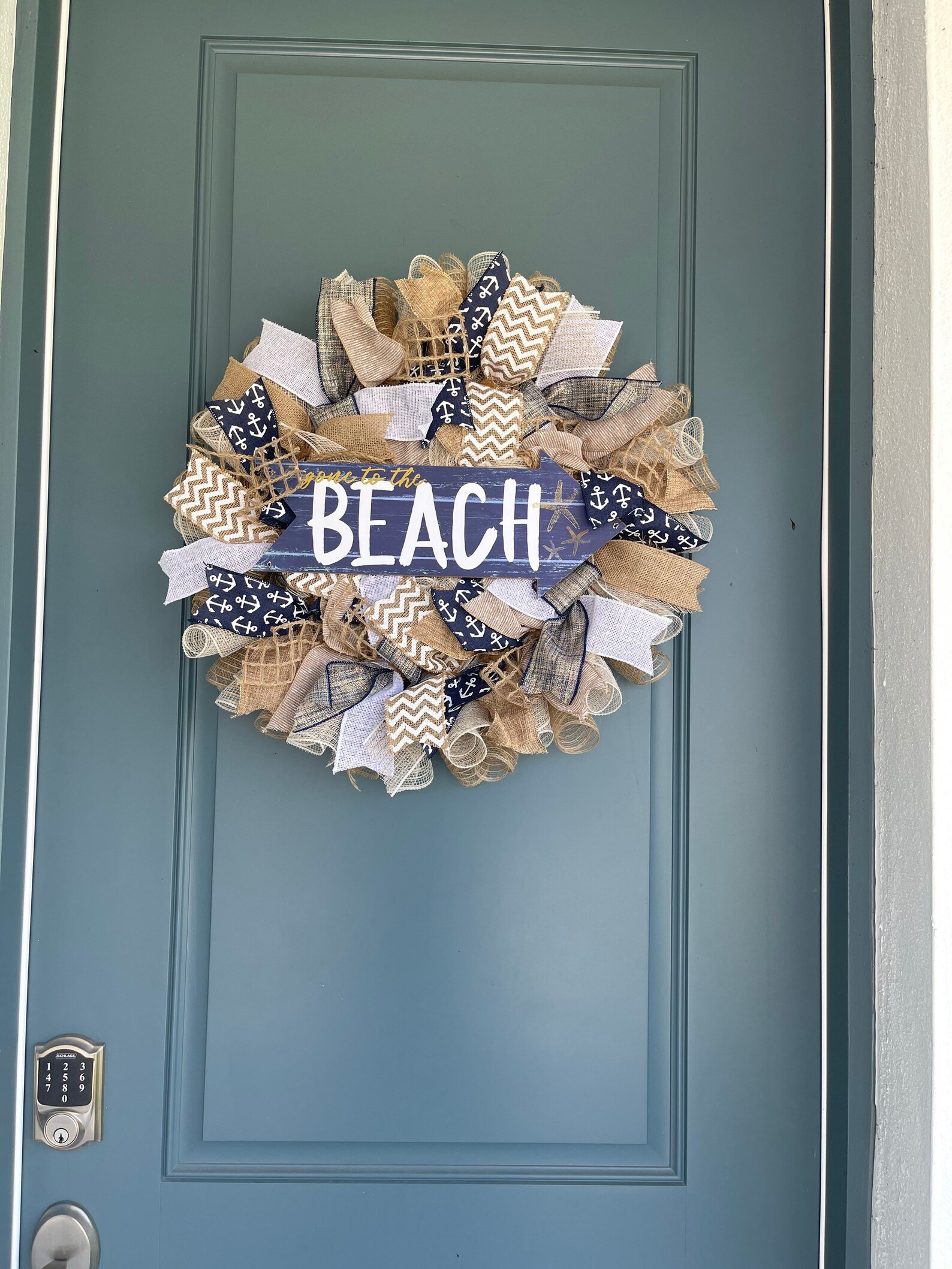 Nautical Beach Front Door Wreath With Summer and Spring Decor - Etsy