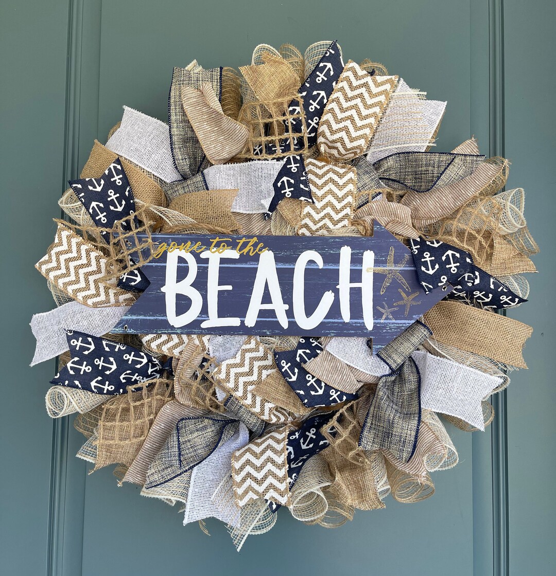 Nautical Beach Front Door Wreath With Summer and Spring Decor - Etsy