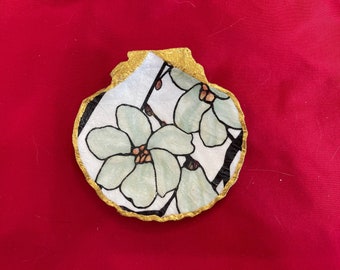 Petit porte-objets en forme de magnolia à découper, coquillage océanique, plateau à bijoux, porte-bagues, décoration d'intérieur, cadeau d'anniversaire