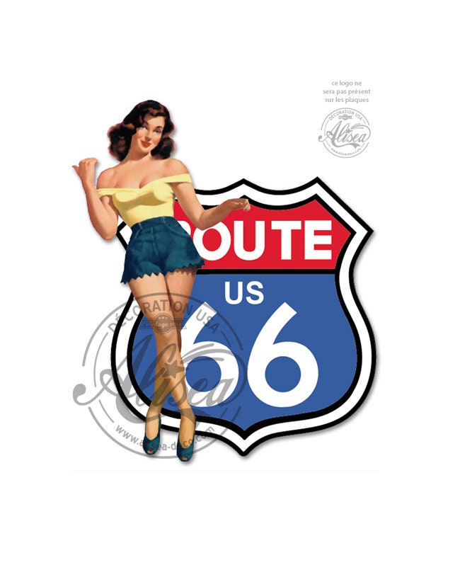Plaque Décorative Pin-Up Stop Route 66