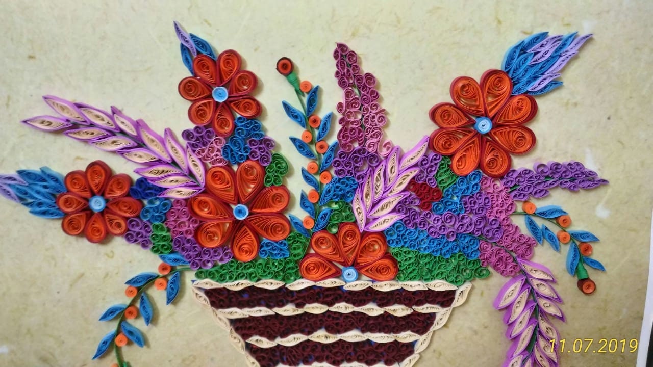 Quilled flower basket.Flowers quilling Etsy