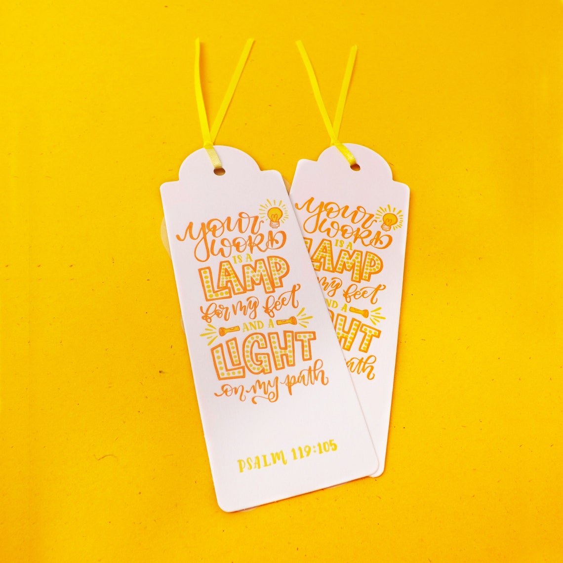 Psalm 119:105 bookmark letterpress bookmark Bible lettering | Etsy