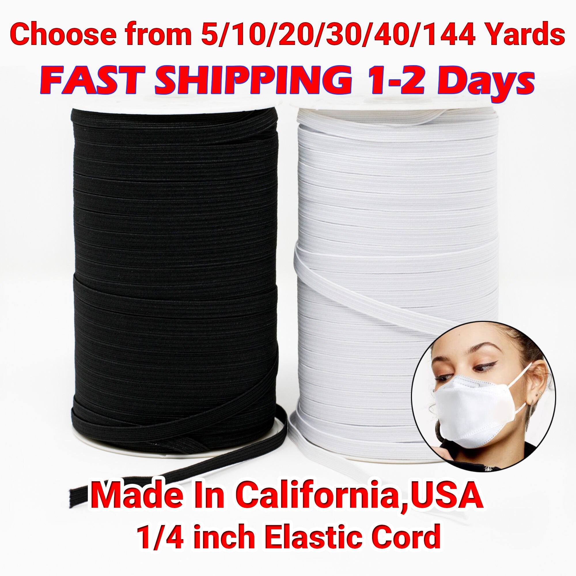 1/4 Elastic Cord for Face Masks Braided Elastic USA Etsy