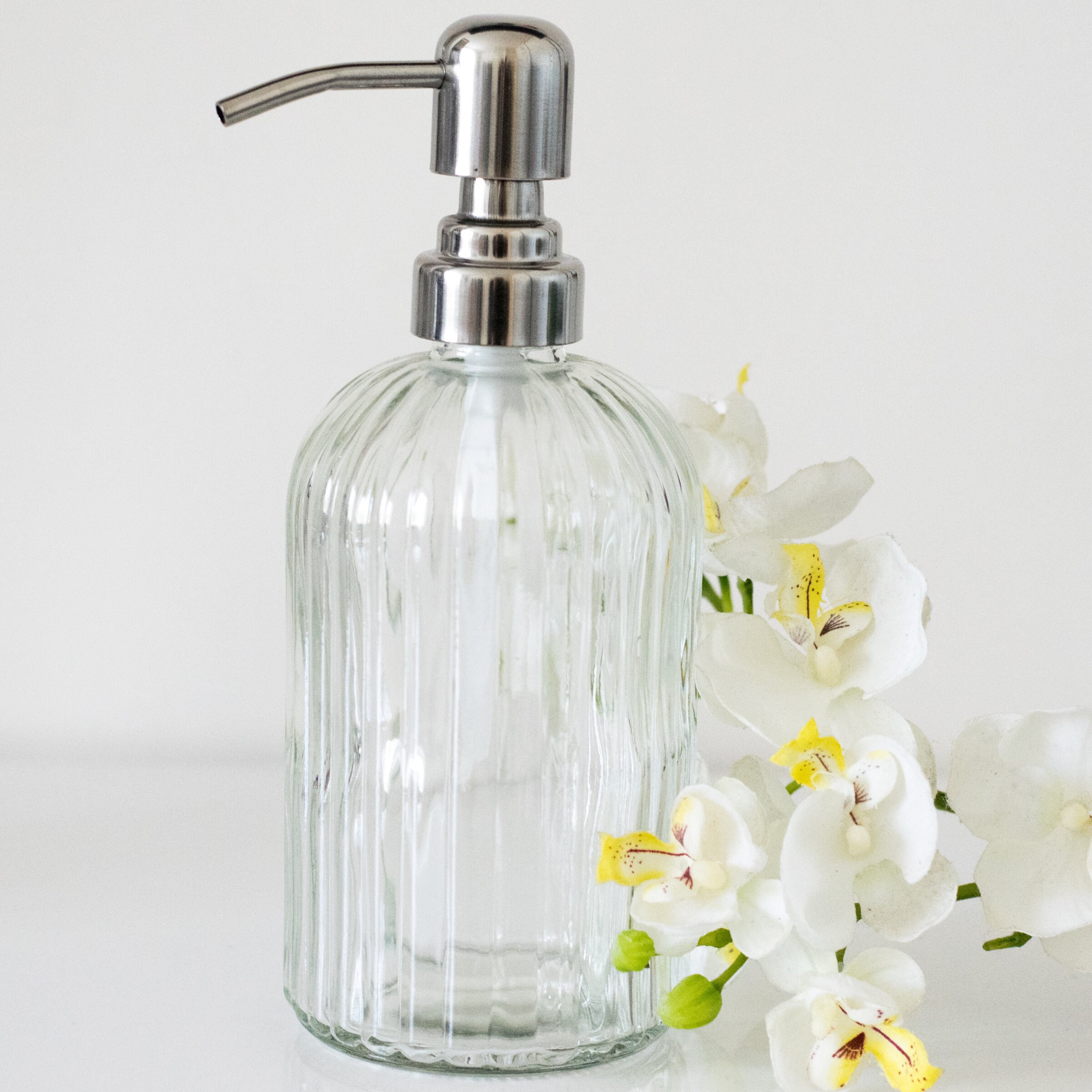 Soap Dispenser Glass Fluted Soap Dispenser Bottle Etsy