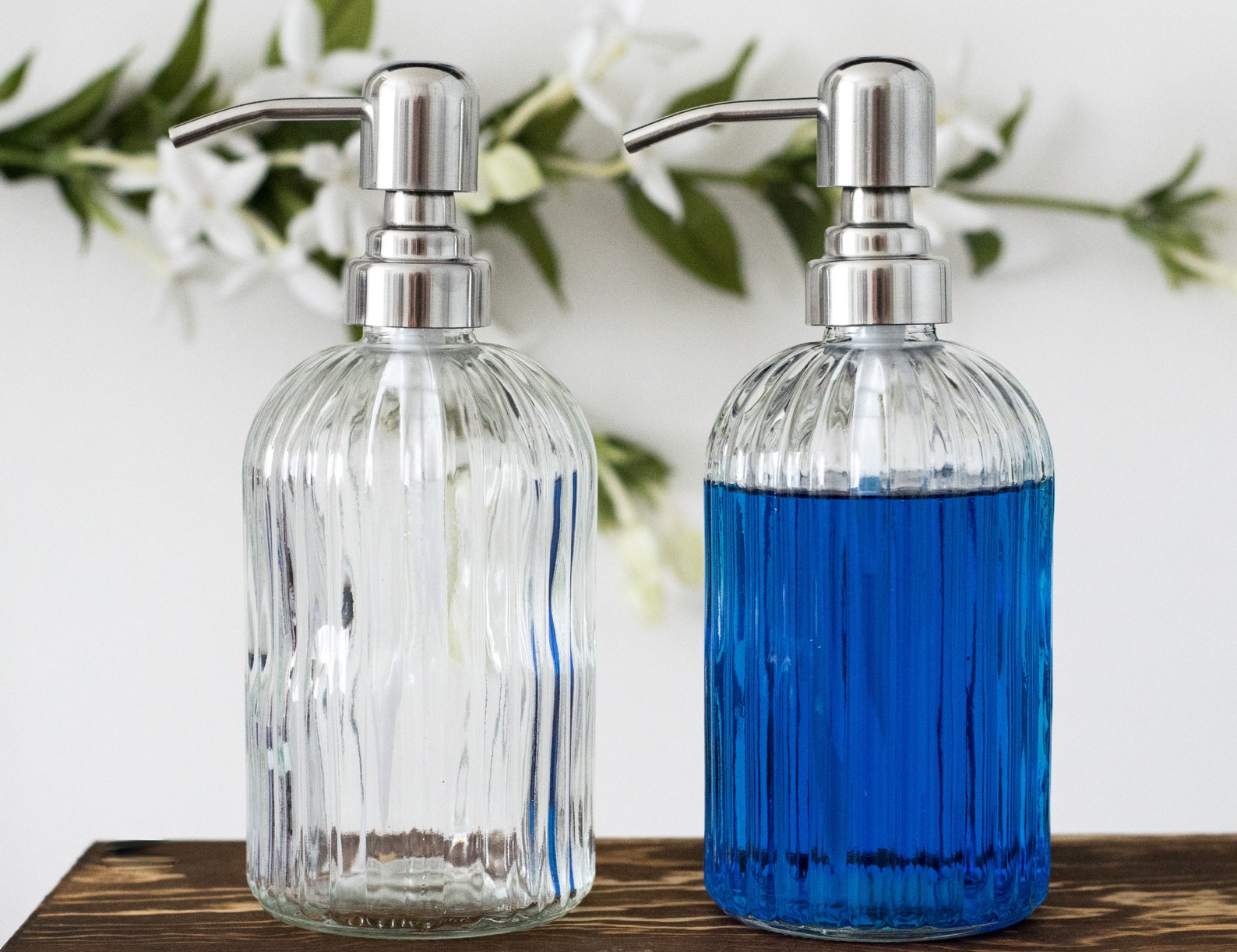 Soap Dispenser Glass Fluted Soap Dispenser Bottle Etsy