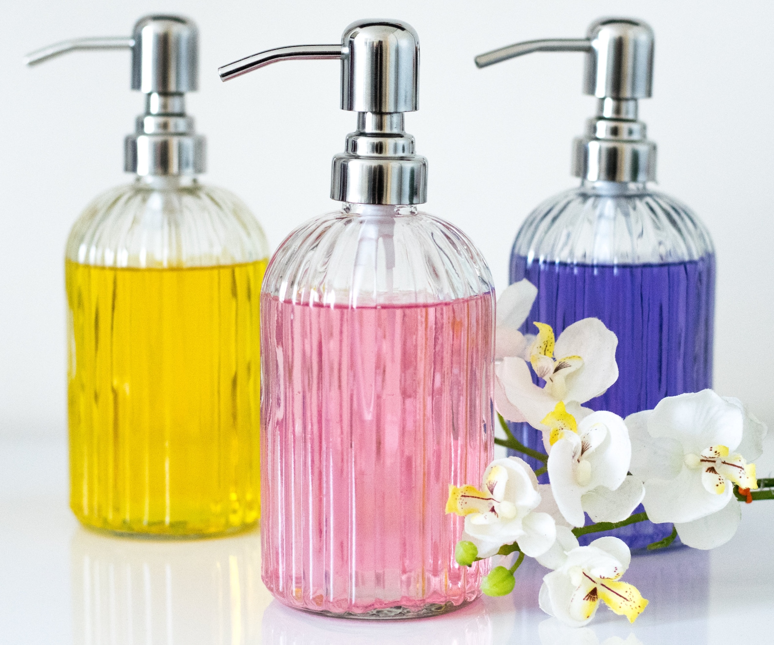 Soap Dispenser Glass Fluted Soap Dispenser Bottle Etsy