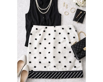 Judith Auburn Vero Beach Vit Svart Pom Pom Prickig Randig Kjol Fodrad 18