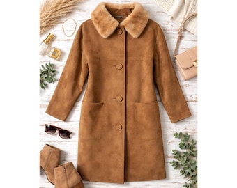 Vintage 50's 60's Suede Coat Mink Fur Collar – Film Wardrobe / Collector Piece