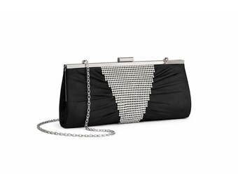 Gunne Sax Jessica McClintock VTG Black Rhinestone Clutch Y2K Evening Bag W/Strap