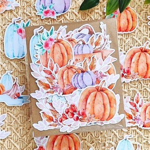 Stickerpakket herfst | Stickerpakket bloemen pompoenen | Pompoenjournaalstickers | Herfstplannerstickers | Cadeau-idee voor herfstliefhebbers