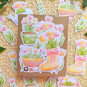 Pacote de adesivos de tulipas | Pacote de adesivos florais fofos | adesivos de registro no diário da tulipa | Pacote de adesivos do planejador de flores de tulipa | Idéia de presente para amantes de flores