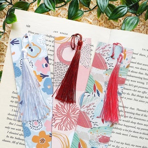 Bookmarks with Silky Tassel | Floral Bookmarks | Botanical Bookmarks | Book Worm Gift Ideas | Readers Gifts | Book Accessory | Page Markers