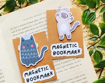 Magnetische Lesezeichen | Katzen Lesezeichen | Perfektes Geschenk für Katzenliebhaber | Lesezeichen mit Magnet | Lese Accessoires | Einzigartige Papeterie