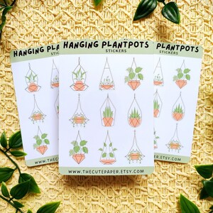 Plantenpotten stickervel | Opknoping Plant Potten Stickers voor Planner | Tuinieren deco stickers | Plant liefde dagboek stickers | Het schattige papier