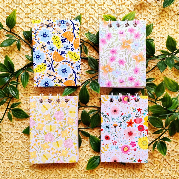 Mini Notebooks | floral pocket notebooks | small wirebound notebooks with flowers | spring note taking notebook | mini notebook | small book