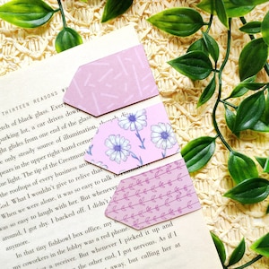 Magnetische bladwijzerset | Pakket magnetische boekenleggers met bloemen | Roze boekenlegger met magneet | Cadeau-idee voor liefhebbers van lezen | Boekverdeler | TheCutePaper