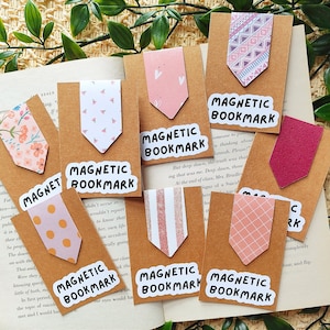Magnetische bladwijzers | Verijdelde magnetische bladwijzers | Roze boekenlegger met magneet | Cadeau-idee voor leesliefhebber | Paginamarkering | Minimalistische bladwijzers