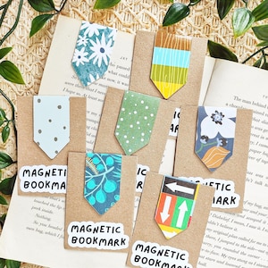 Magnetische bladwijzers | Blauwe magnetische bladwijzers | Groene bladwijzers met magneet | Cadeau-idee voor leesliefhebber | Paginamarkering | Minimalistische bladwijzers