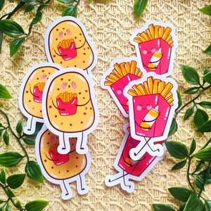 Autocollants pour frites et pommes de terre | Autocollant mat assorti mignon | Autocollant découpé avec des matrices de Journal Kawaii | Autocollant décoratif facile à décoller | Autocollant de journalisation