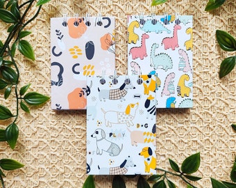 Mini Notebooks | floral pocket notebooks | small wirebound notebooks with dinos | dogs note taking notebook | mini notebooks | small books