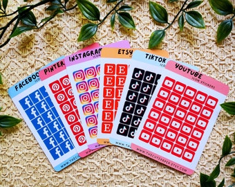 SOCIAL MEDIA Icon Stickers | Instagram Icon | Facebook Icon | Pinterest Icon | TikTok Icon | Etsy Icon | YouTube Icon | Social Media Sticker
