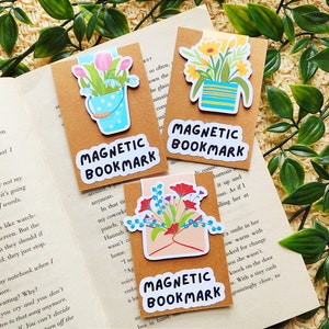 Segnalibro magnetico / Segnalibri magnetici floreali / Segnalibri floreali con magnete / Regalo per gli amanti della lettura / Accessorio per libri per amanti di piante e fiori