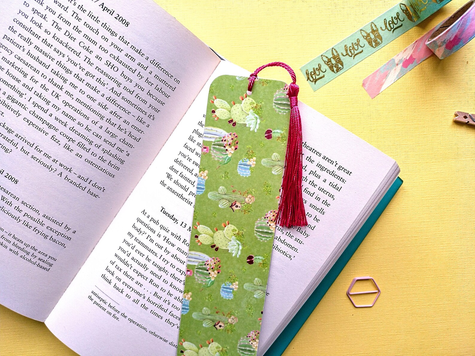 Cute handmade laminated bookmark with silky tassel handmade Etsy